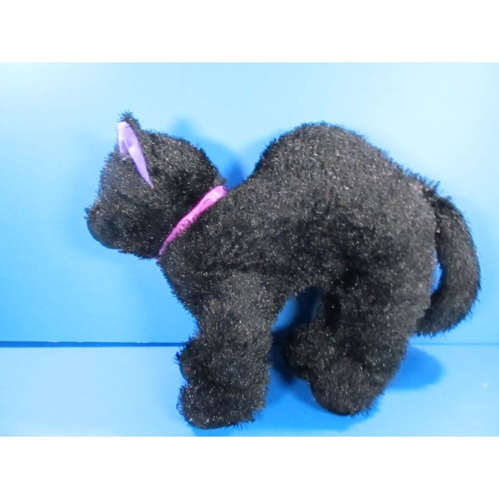 Unbranded Black Cat Plush Halloween Purple Bow 10" Stuffed Animal - Picture 4 of 7